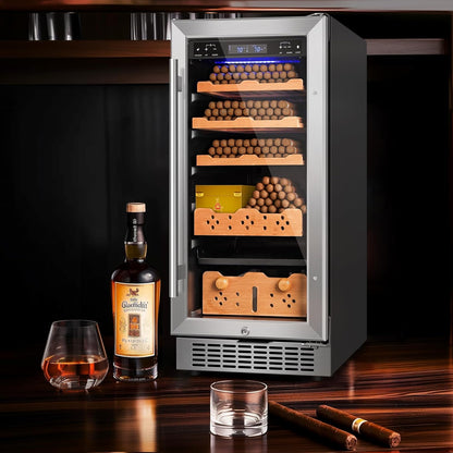 Electric Cigar Humidor,15 Inch Upgraded Large Capacity Electric Cigar Cabinet with Powerful