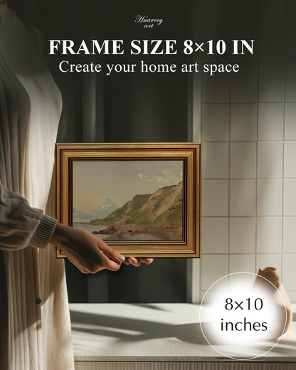 HUARCEY Gold Framed Vintage Wall Art for Living Room Canvas Coastal Wall Pictures Classic Landscape