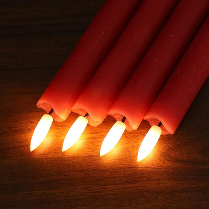 GenSwin Flameless Red Taper Candles Flickering with 10-Key Remote, Battery Operated Led Warm 3D