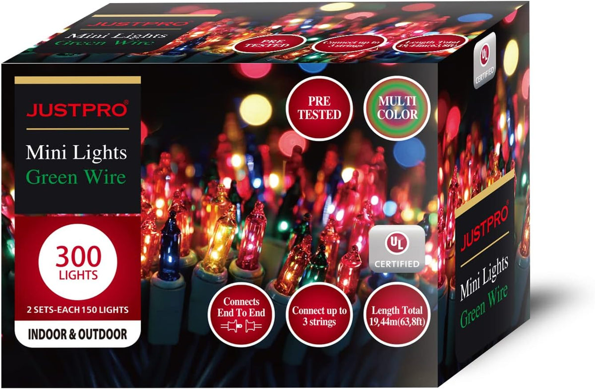 300LIGHTS(2*150L) MULTI Extra-Bright With End Connectors Christmas Decorative Lights 19.44m UL