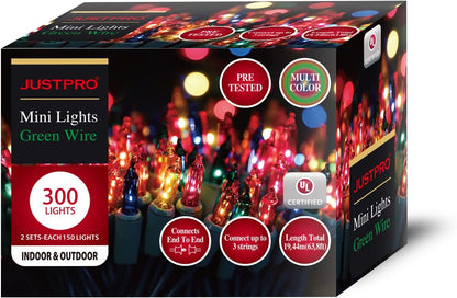 300LIGHTS(2*150L) MULTI Extra-Bright With End Connectors Christmas Decorative Lights 19.44m UL