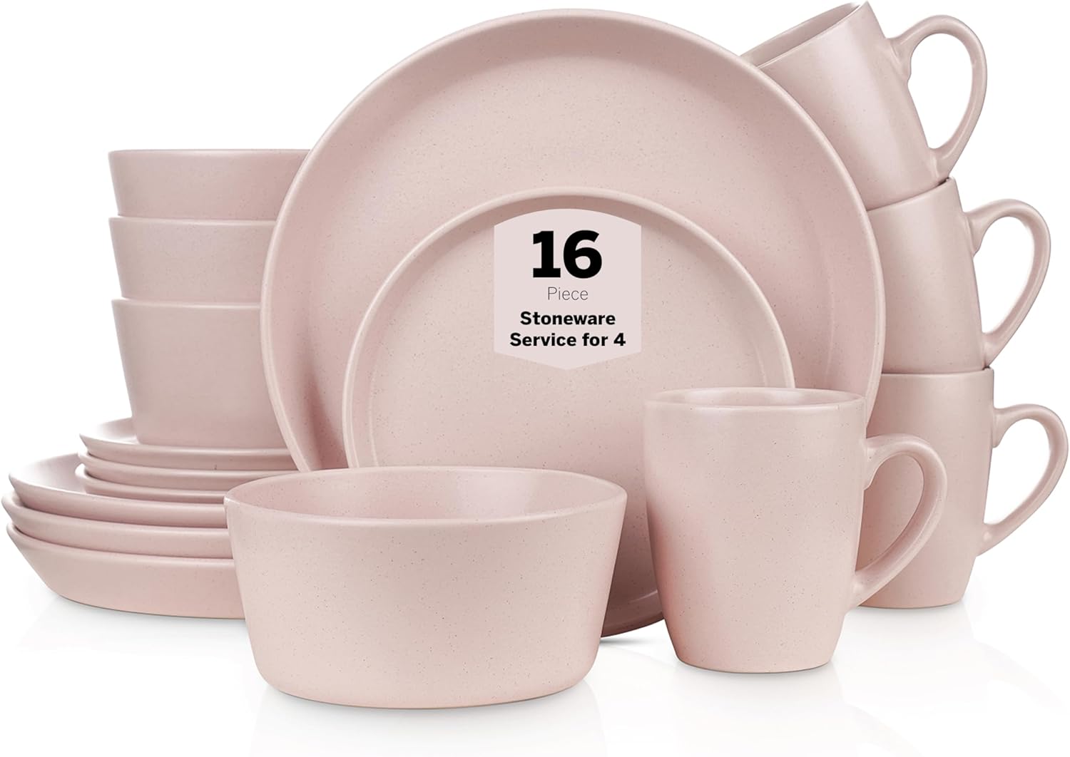 Stone Lain Albie Stoneware 16-Piece Modern Dinnerware Set, Kitchen Plates and Bowls Sets, Dish Set