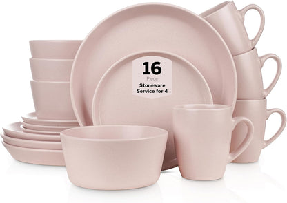 Stone Lain Albie Stoneware 16-Piece Modern Dinnerware Set, Kitchen Plates and Bowls Sets, Dish Set