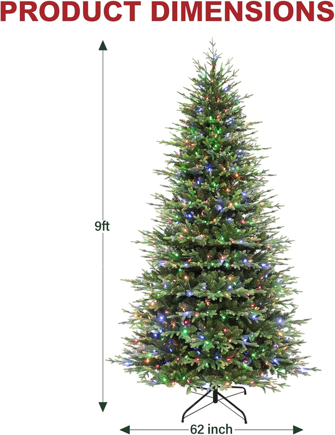 Hykolity 9 ft Prelit Christmas Tree, 5149 PE&PVC Branch Tips, Frasier Grande Artificial Christmas