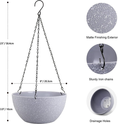 8 inch Small Hanging Planters for Indoor Outdoor Plants, 2 Pack Hanging Flower Pots with Drainage