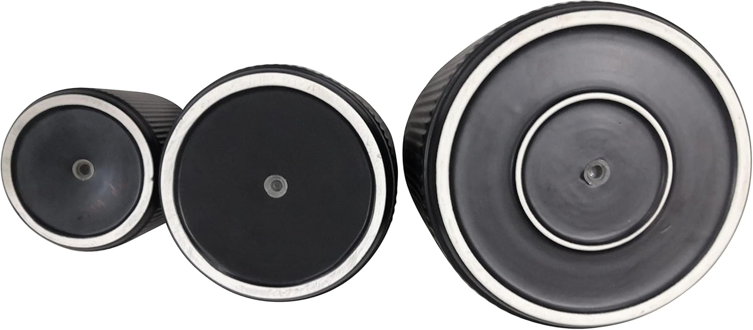Amazon Basics Assorted Sizes Fluted Ceramic Round Planters, Set of 3, 6 inch, 8 inch, 10 inch, Black