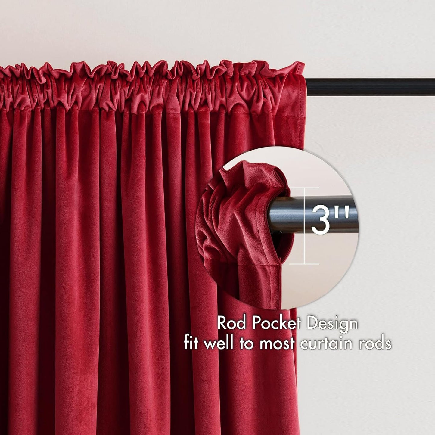 MIULEE Christmas Red Velvet Curtains Thermal Insulated Blackout Curtain Drapes for Bedroom Living