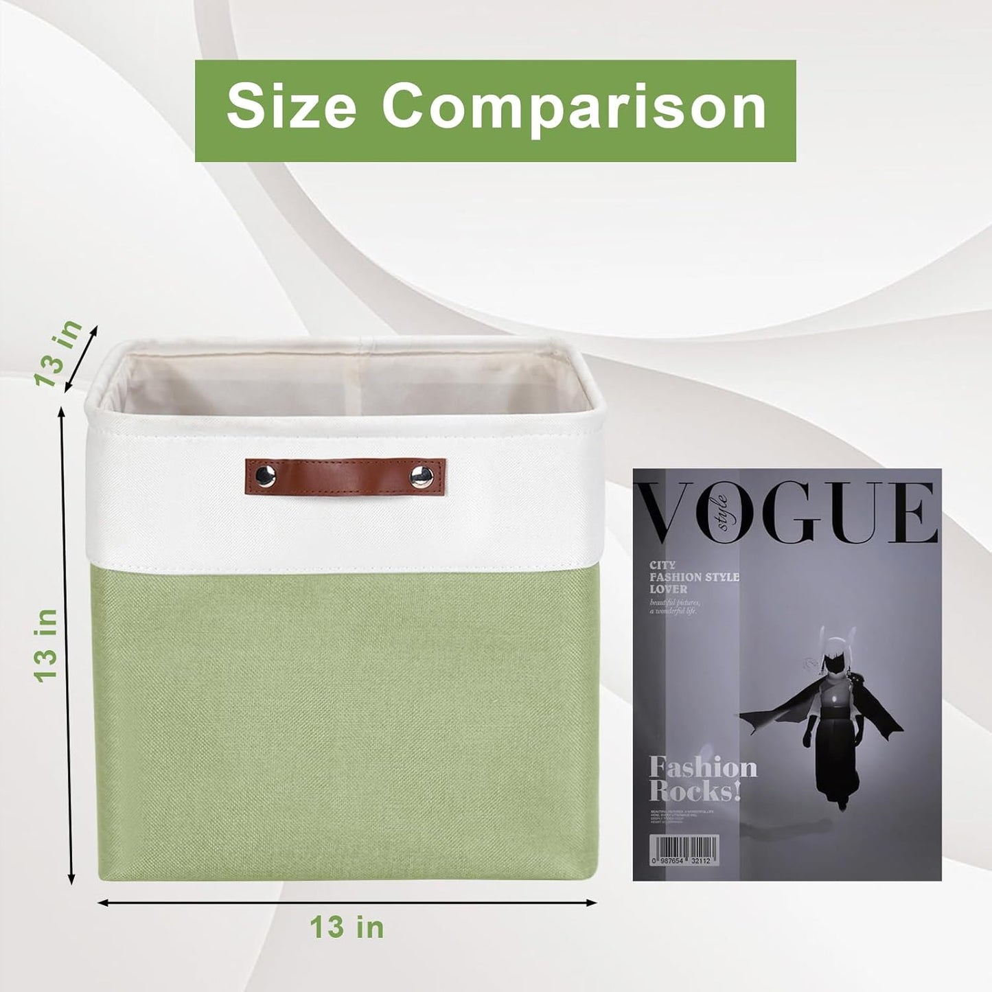 13x13 Cube Storage Bins, Collapsible Fabric Storage Box, 4 Pack Closet Baskets with Handles for