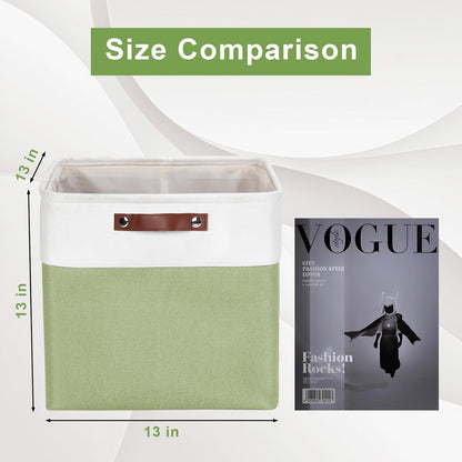 13x13 Cube Storage Bins, Collapsible Fabric Storage Box, 4 Pack Closet Baskets with Handles for