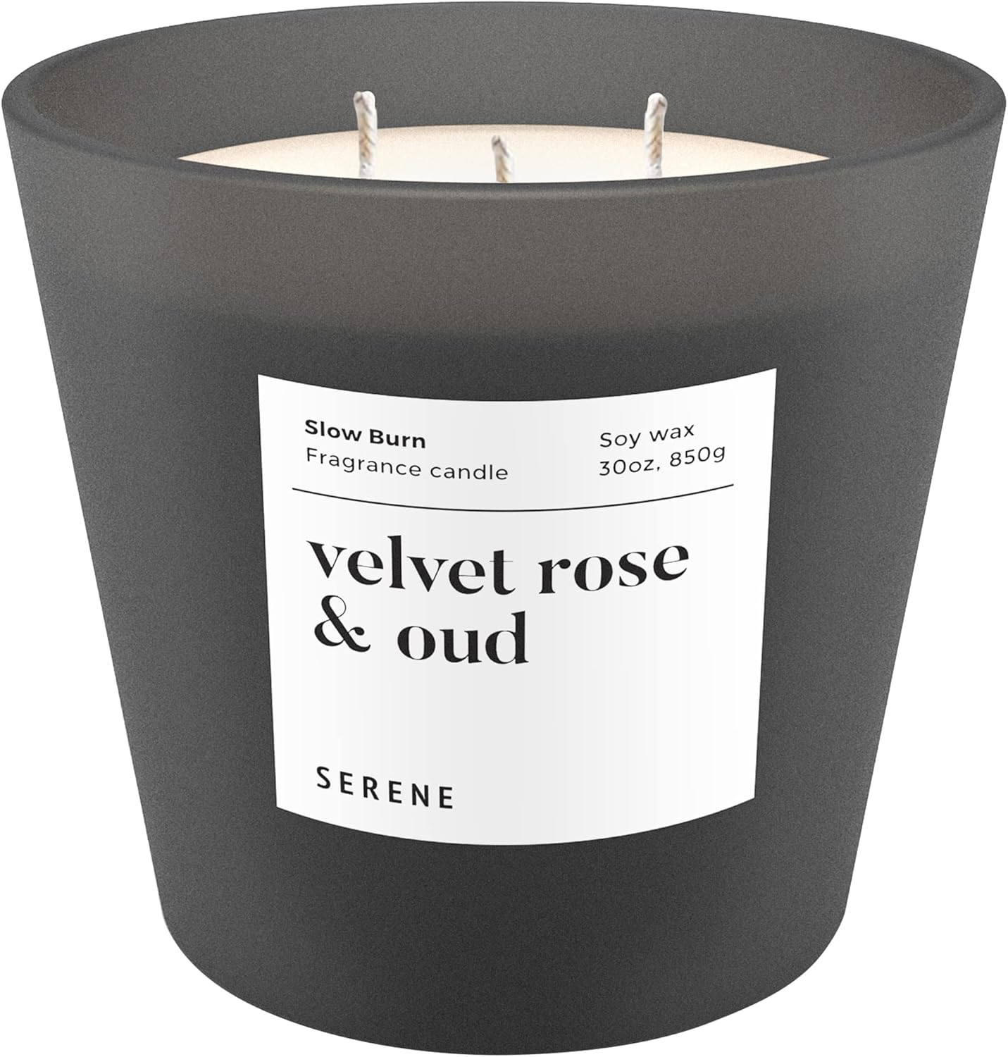 Hidden Label Large Scented Candle, Velvet Rose & Oud, 30oz 3 Wick Huge Candle, Serene Collection