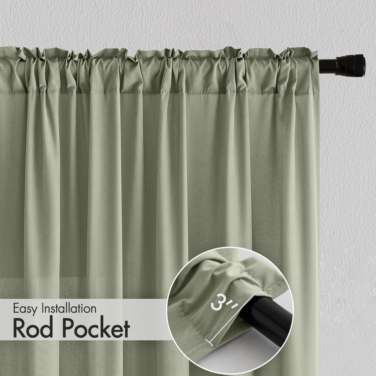MIULEE Sage Green Privacy Sheer Curtains That Let Light in 84 Inches Long Non-See-Through Semi