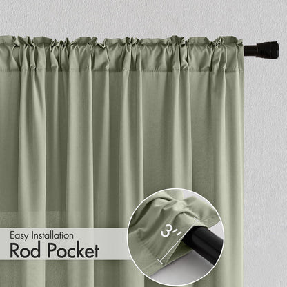 MIULEE Sage Green Privacy Sheer Curtains That Let Light in 72 Inches Long Non-See-Through Semi