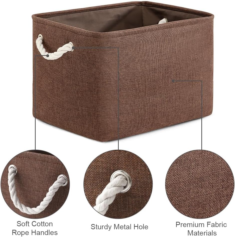 TheWarmHome Organization and Storage Basket for Shelves - 3 Pack 16x12x12 inch Fabric Storage