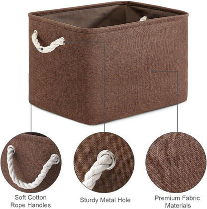 TheWarmHome Organization and Storage Basket for Shelves - 3 Pack 16x12x12 inch Fabric Storage
