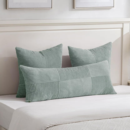 Fancy Homi 2 Packs Grey Blue Euro Decorative Throw Pillow Covers 24x24 Inch for Couch Bed Sofa