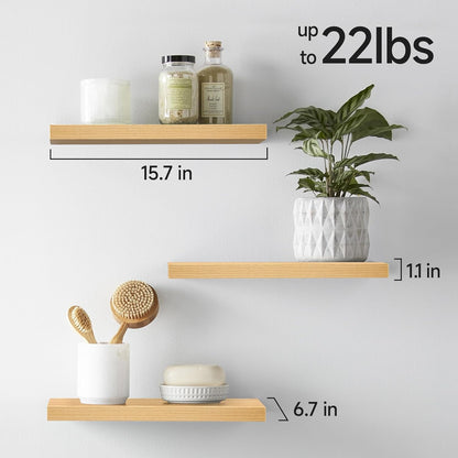BAYKA Floating Shelves for Wall, Wall Mounted Rustic Wood Shelves for Bathroom, Bedroom, Living