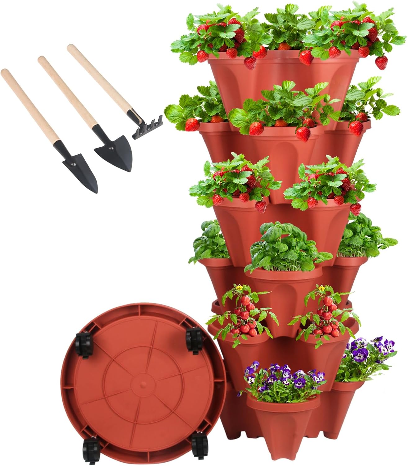 Vertical Planter 6 Tier Stackable Planters Garden Planters Strawberry Herb Flower and Vegetable