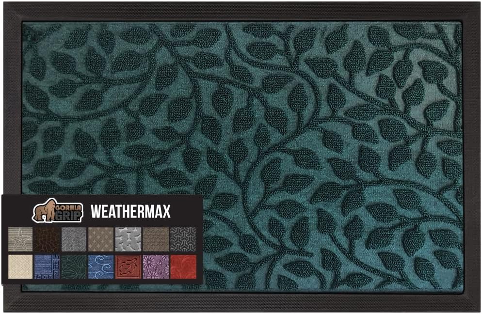 GORILLA GRIP 100% Waterproof All-Season WeatherMax Doormat, 47x35, US Designed Natural Rubber