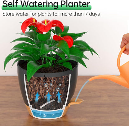 ZMTECH 10 Inch Hanging Planters for Indoor Outdoor Plants, 2 Pack Self Watering Hanging Plant Pots