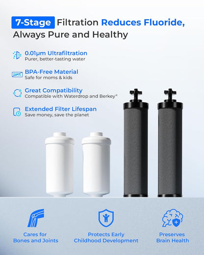 [New Upgraded Ultrafiltration] Waterdrop Black and Fluoride Water Filter, Replacement for Berkey®