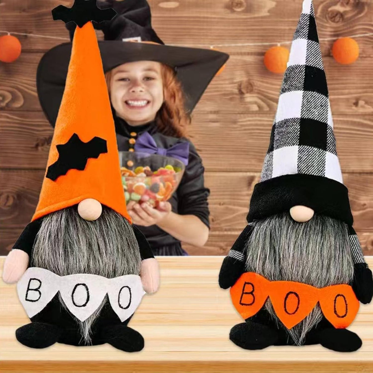 Halloween Gnomes Plush Decor, Witch Scandinavian Tomte Nisse Gnome Swedish Table Decorations