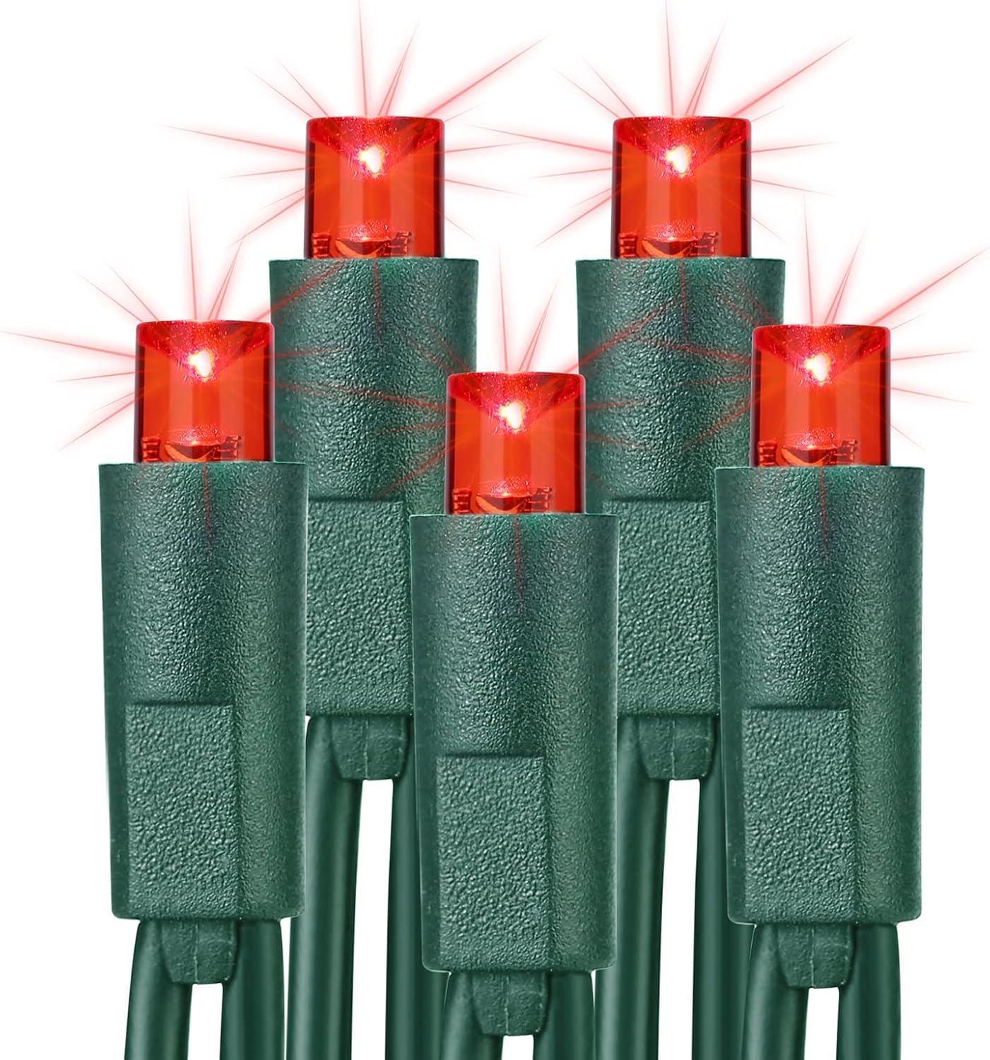 Brizled Red Christmas Lights, 33ft 100 LED Christmas String Lights, 5mm Wide Angle Mini Xmas Tree