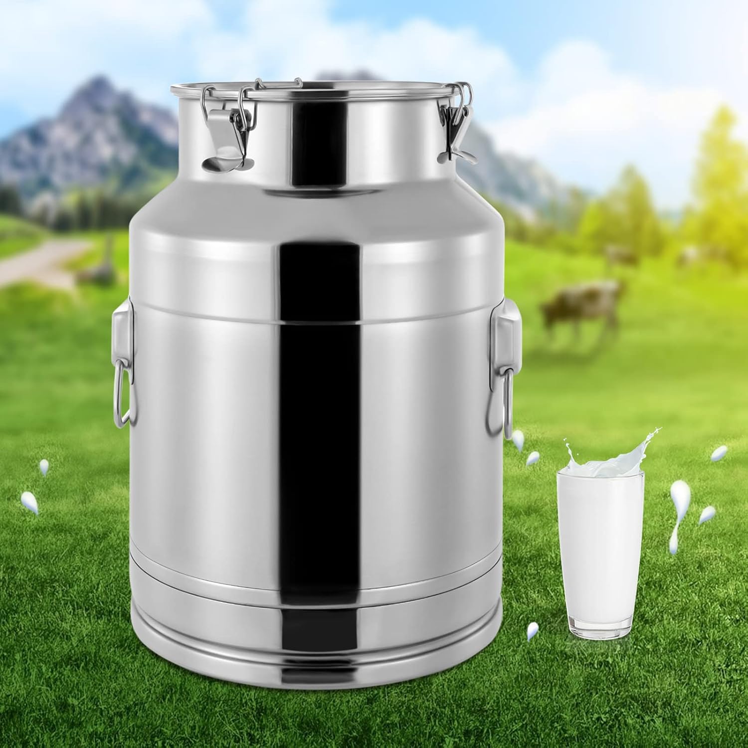 304 Food-Grade Stainless Steel Ice Bucket with Lid, 28L/7.4Gallon Good Sealing Storage Canister