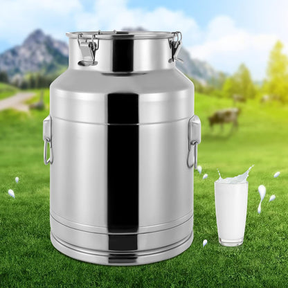 304 Food-Grade Stainless Steel Ice Bucket with Lid, 28L/7.4Gallon Good Sealing Storage Canister