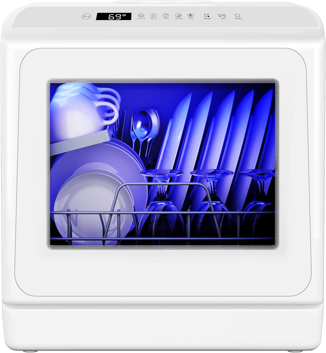 EUHOMY Portable Dishwasher Countertop Dishwasher, Mini Dishwasher Countertop with 5L Built-in Water