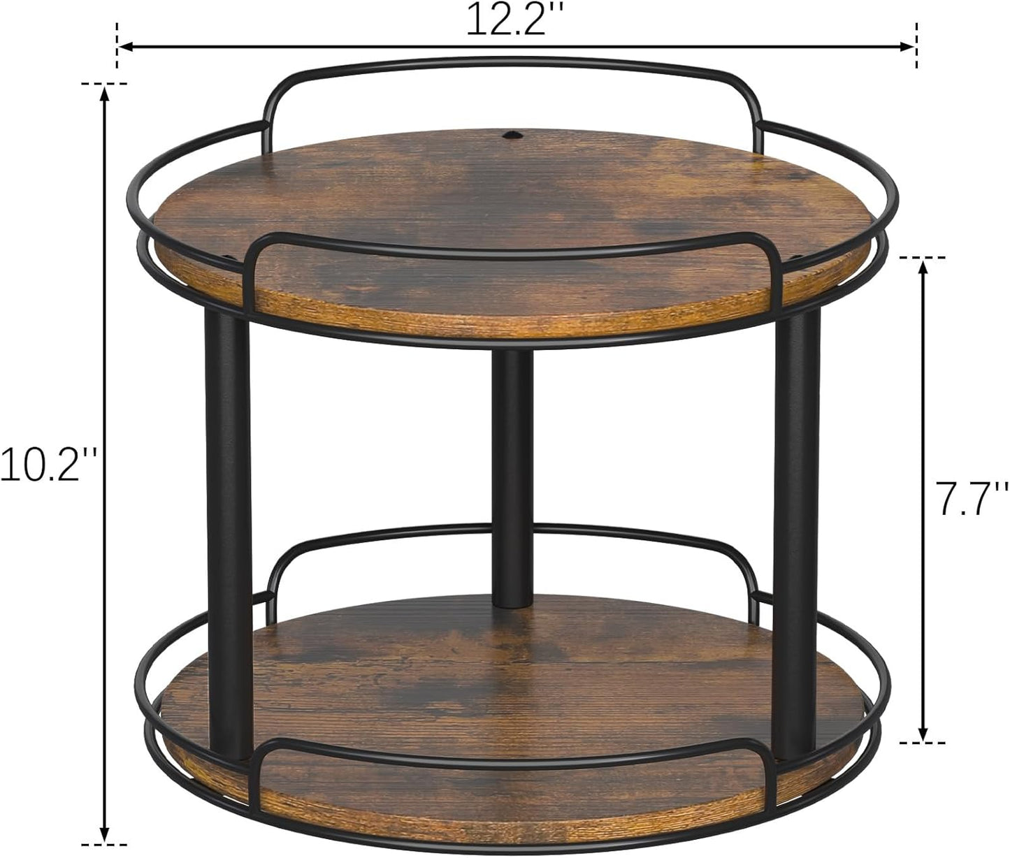 LAMU 12.2'' Wood Lazy Susan Turntable Organizer for Cabinet, 2 Tier Lazy Susan Spice Rack Organizer