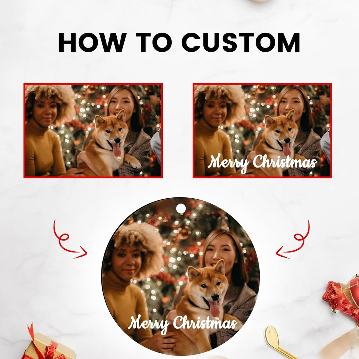Personalized Christmas Ornaments 2025 Customized with Photo Text Ornament Keepsake Pet First