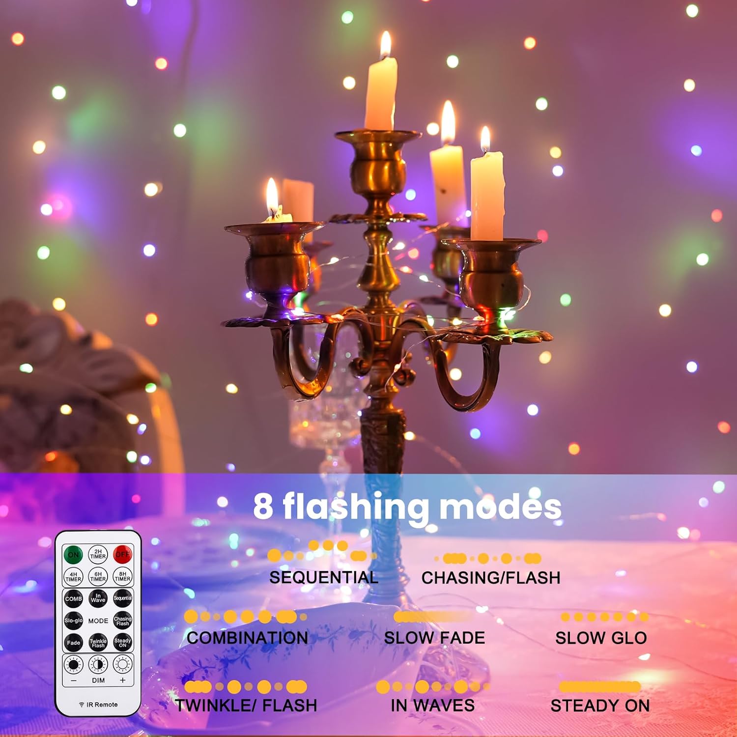 HXWEIYE 300LED Multicolor Fairy Curtain Lights with Remote 8 Modes Timer for Bedroom, 9.8x9.8Ft USB