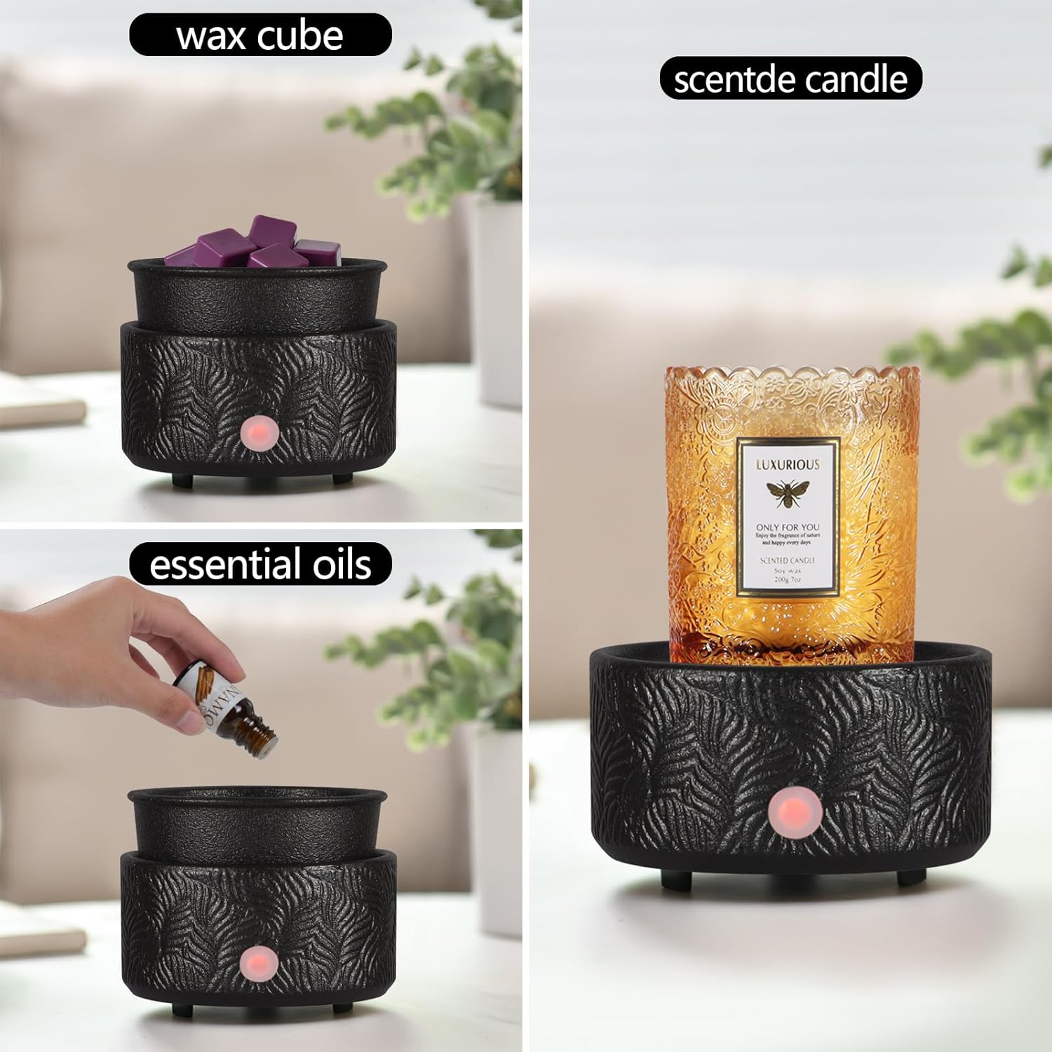 Electric Wax Melt Warmer 4-in-1 Candle Warmer for Scented Wax Melter Cute Ceramic Fragrance Wax