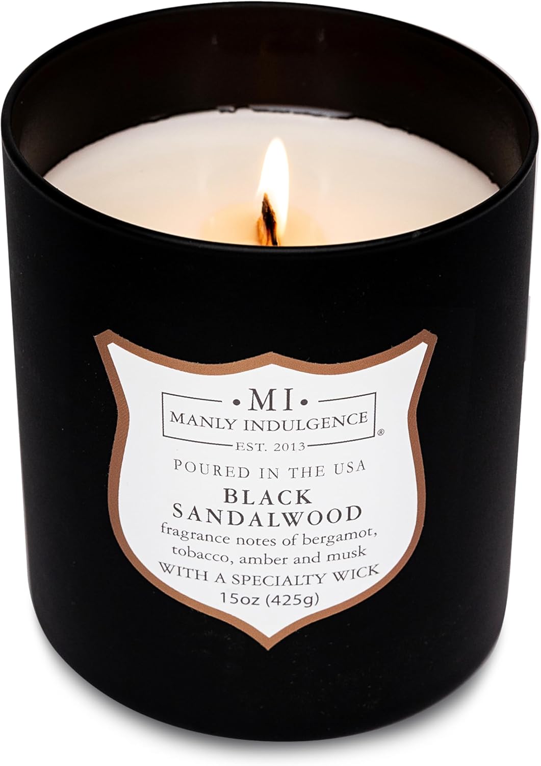 Manly Indulgence Black Sandalwood Scented Candle for Men 15 oz – Bergamot, Tobacco, Amber & Musk