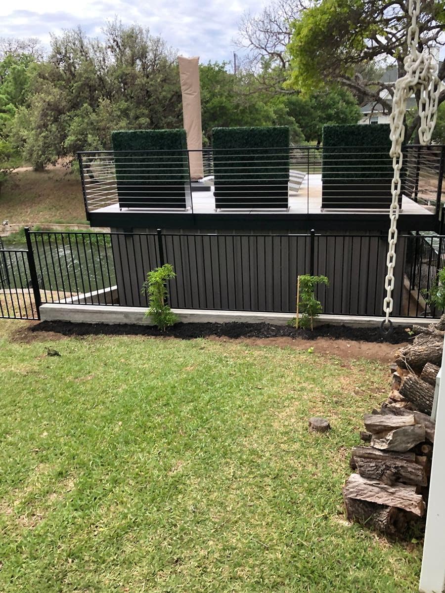 Artificial Boxwood Hedge Divider Wall with Black 201 Stainless Steel Planter Box (60" L X 48" H X
