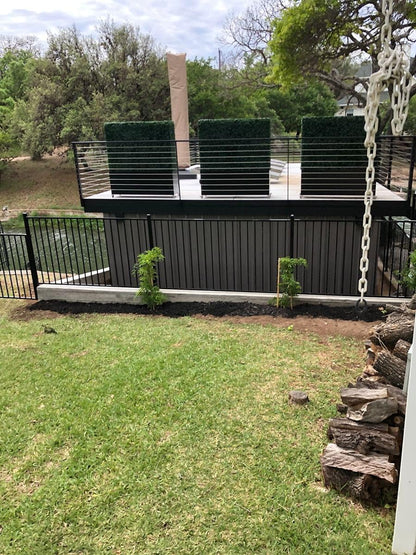 Artificial Boxwood Hedge Divider Wall with Black 201 Stainless Steel Planter Box (60" L X 48" H X