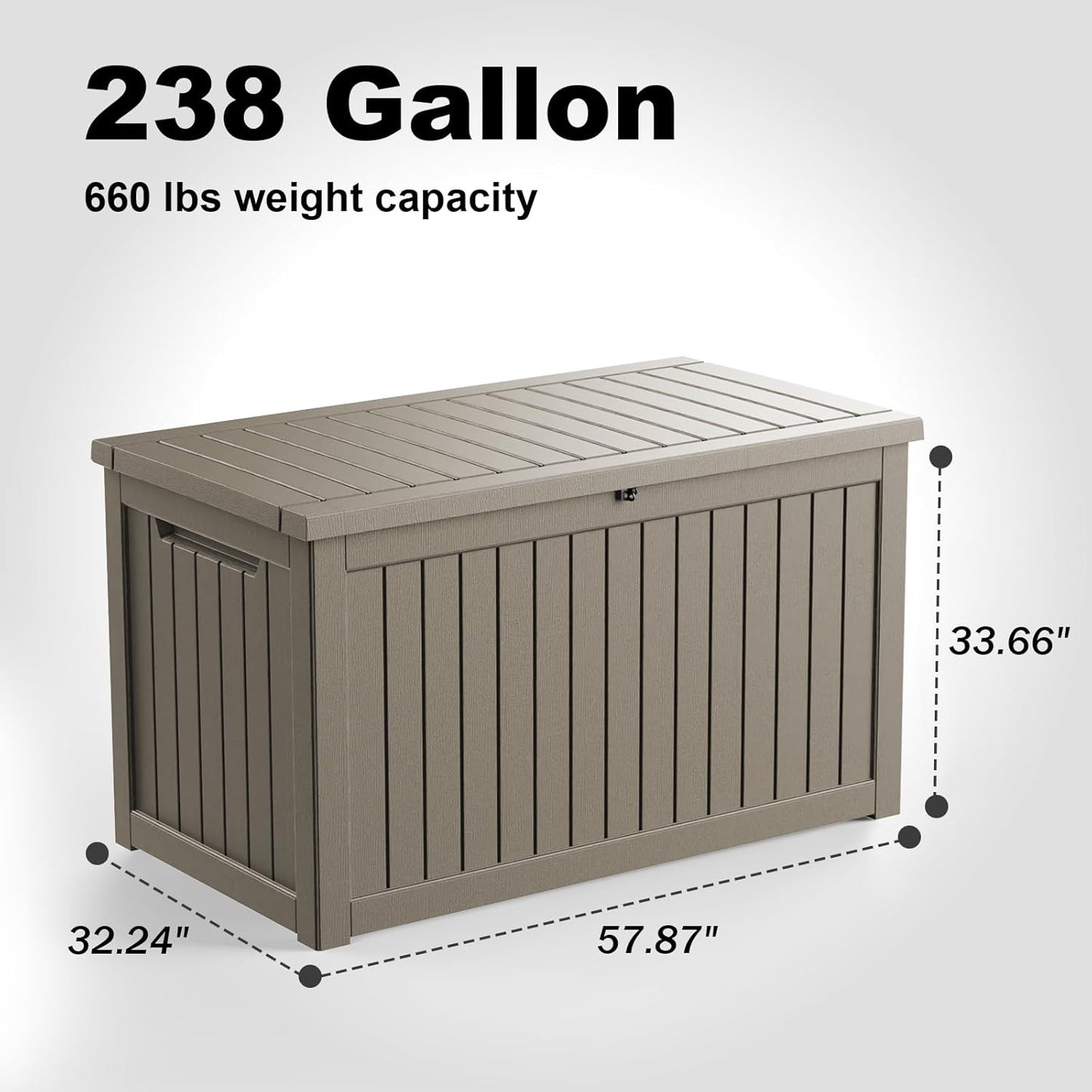 230 Gallon Outdoor Deck Box,Storage Lockable Waterproof Patio Furniture,Garden Tools,Cushions,Pool