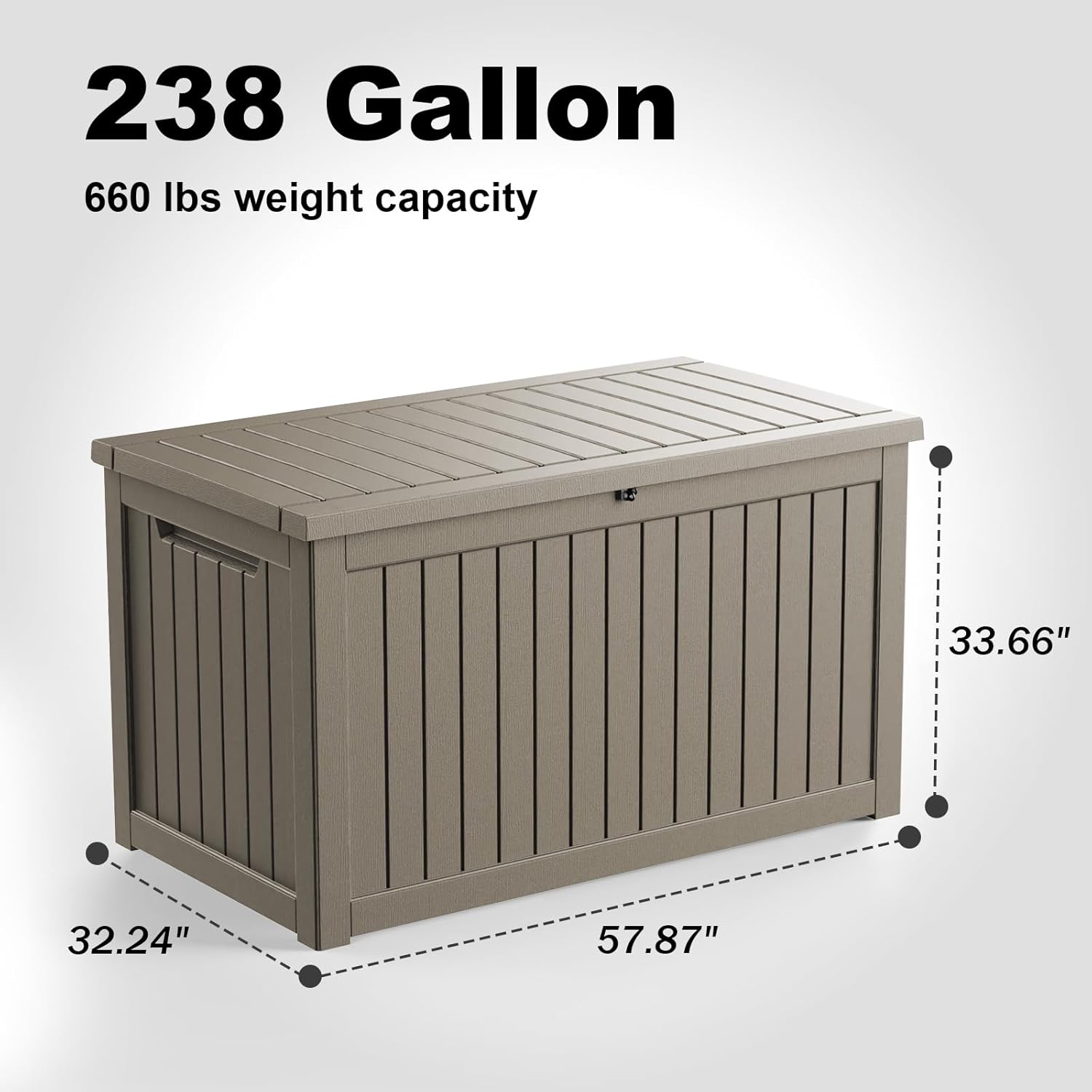 230 Gallon Outdoor Deck Box,Storage Lockable Waterproof Patio Furniture,Garden Tools,Cushions,Pool