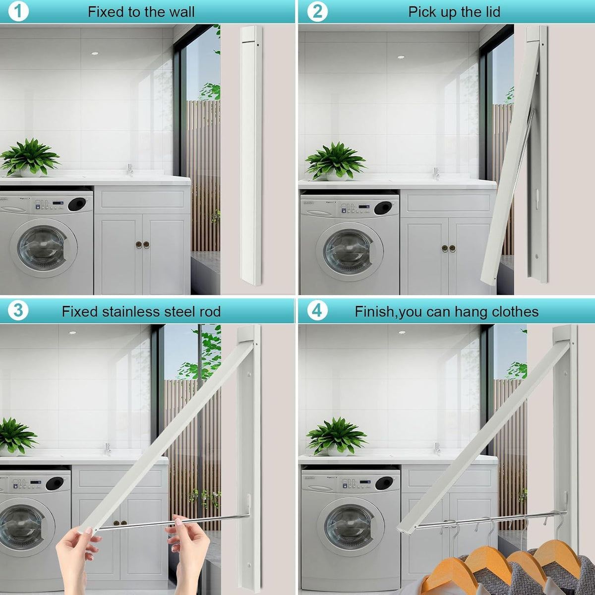 Retractable Clothes Drying Rack,Space Saver Wall Mounted Folding Hanger for Laundry Room, Closet
