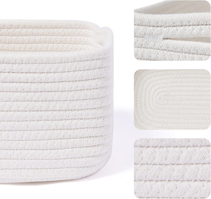 Small Storage Baskets for Organizing | Closet Organizer Bins | Shelf Toy Basket | Woven Rope