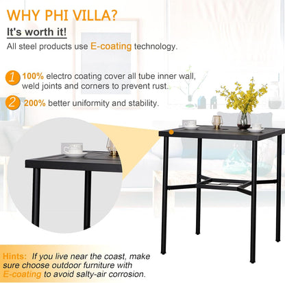 PHI VILLA 5 Piece Patio Bar Hight Dining Set for 4, Outdoor Bar Set with 4 Swivel Cushioned Bar