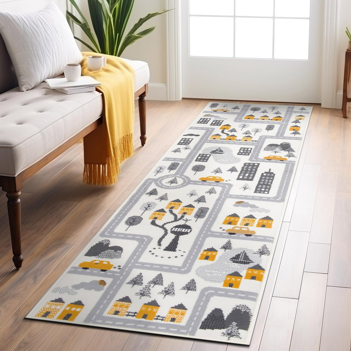 Rugshop Kids Play Road Rug for Playroom,Kidsoom,Nursery Room Interactive Cityscape for Cars and