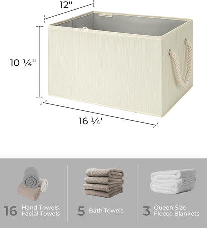 StorageWorks Storage Baskets for Shelves, Foldable Fabric Closet Storage Bins with Handles, Fabric