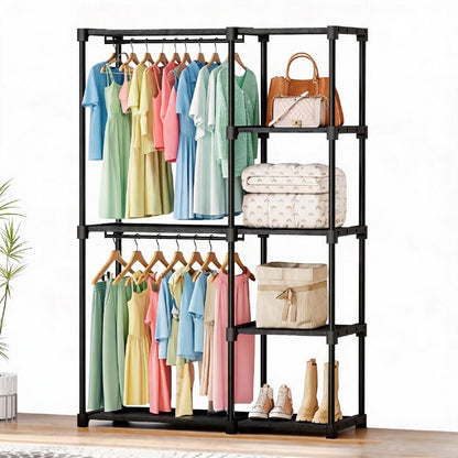 OLIXIS Heavy Duty Clothes Rack, Portable Wardrobe Closet, 49" L, Black