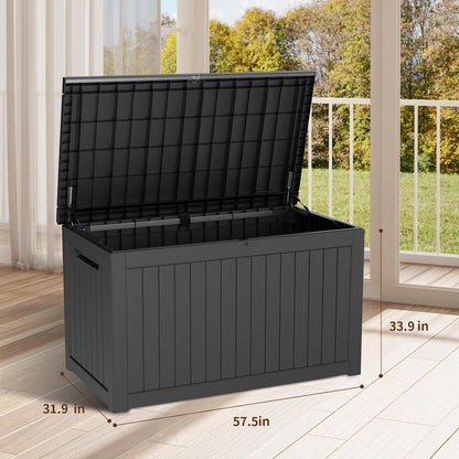 DRATO 230 Gallon Deck Box, Outdoor Large Waterproof Resin Storage Box with Lockable Lid for Patio