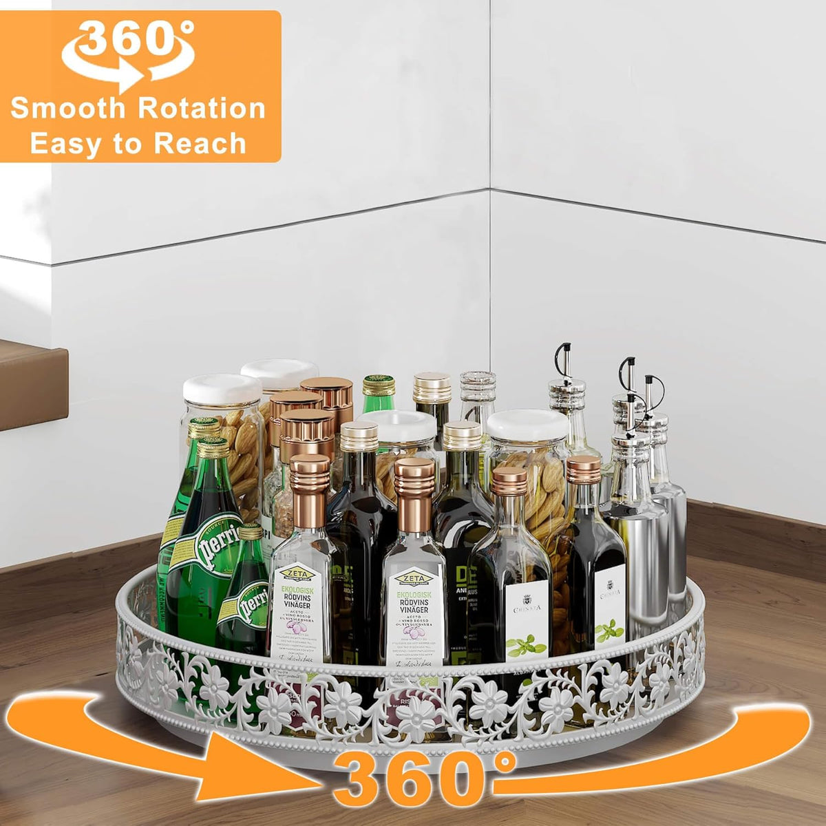 Lazy Susan Turntable Organizer, 13 inch Large Rotating Spice Rack Lazy Susan for Dining Table Top