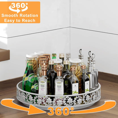Lazy Susan Turntable Organizer, 13 inch Large Rotating Spice Rack Lazy Susan for Dining Table Top