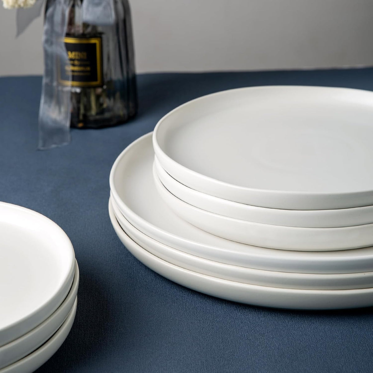 AmorArc Ceramic Dinnerware Sets, Wavy Rim Stoneware Plates and Bowls Sets, Highly Chip and Crack