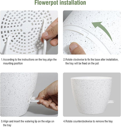 12/10/9 inch Large Self Watering Pots, Plant Pots with Mesh Drainage Holes for Indoor Outdoor