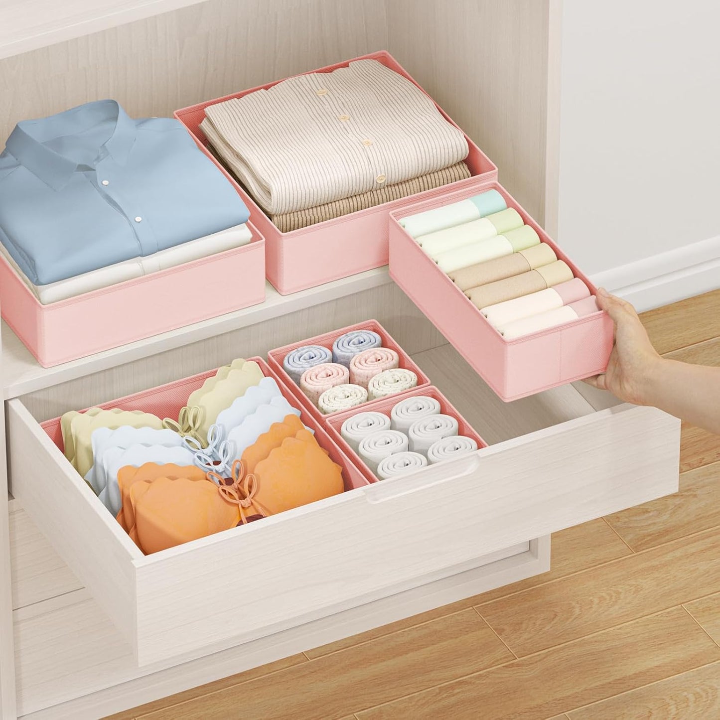 DIMJ Drawer Organizer Clothes 24Pack - Foldable Baby Organizers and Storage & Dresser Organizer for